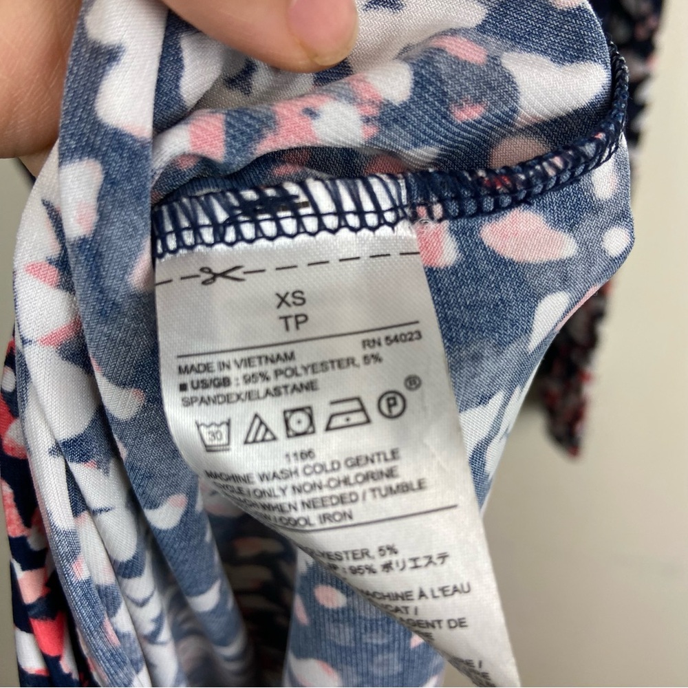 Banana Republic Blue White Pink Abstract Print Wrap‎ Dress Size XS Office - Picture 8 of 9